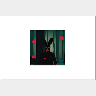 Dark Forest Bloody Easter Rabbit Posters and Art